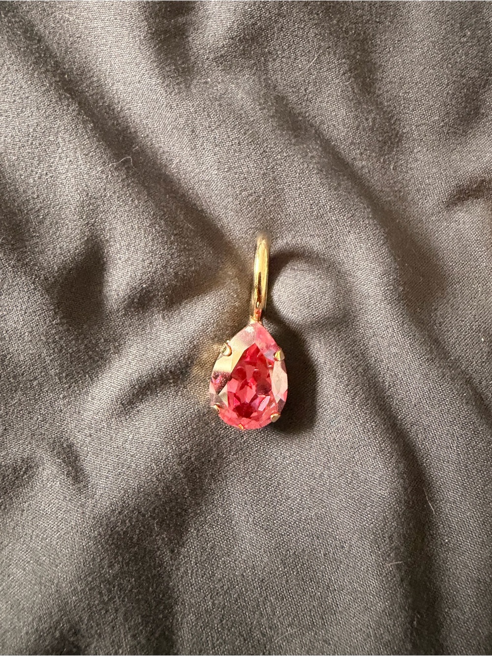 Tova Gold Teardrop Pendant with Pink Gemstone